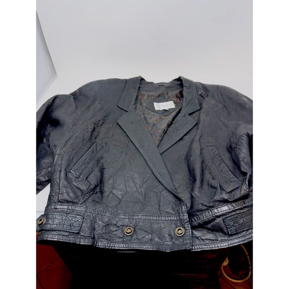 Vintage Winlit Leather Moto Jacket Women’s Small Pockets Snap Closure patch wor - Picture 5 of 10
